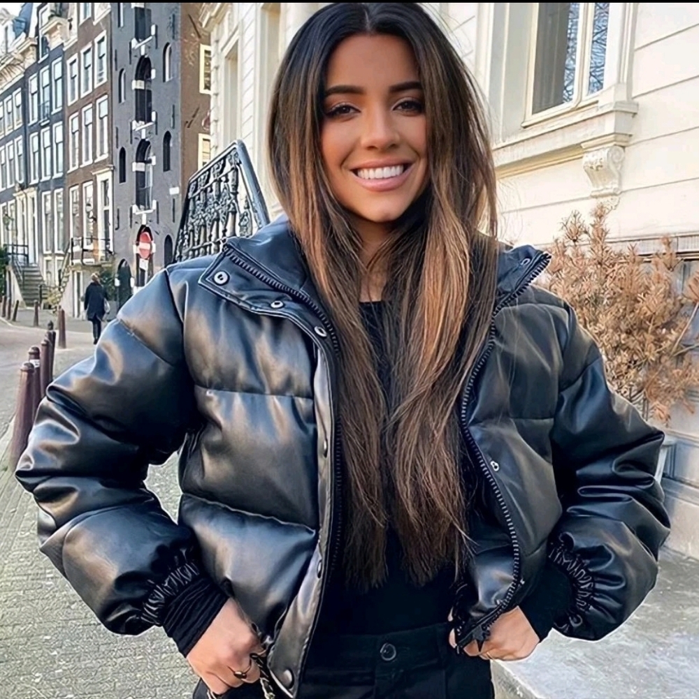 Zara SOFT Faux Leather Puffer Jacket S/M-EUC-BLOGGER's FAV